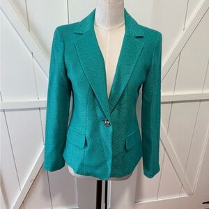 Anne Klein Turquoise Blazer with Notched Lapels